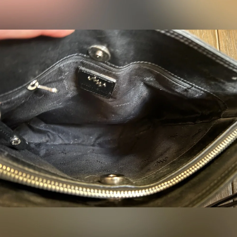 Monsac Black Leather Messenger Bag